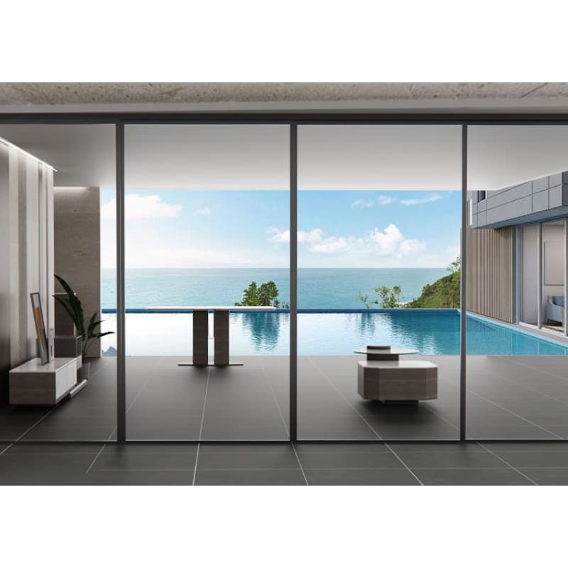 Indoor Aluminium Sliding Door Slim Frame with Hanging Concealed Track